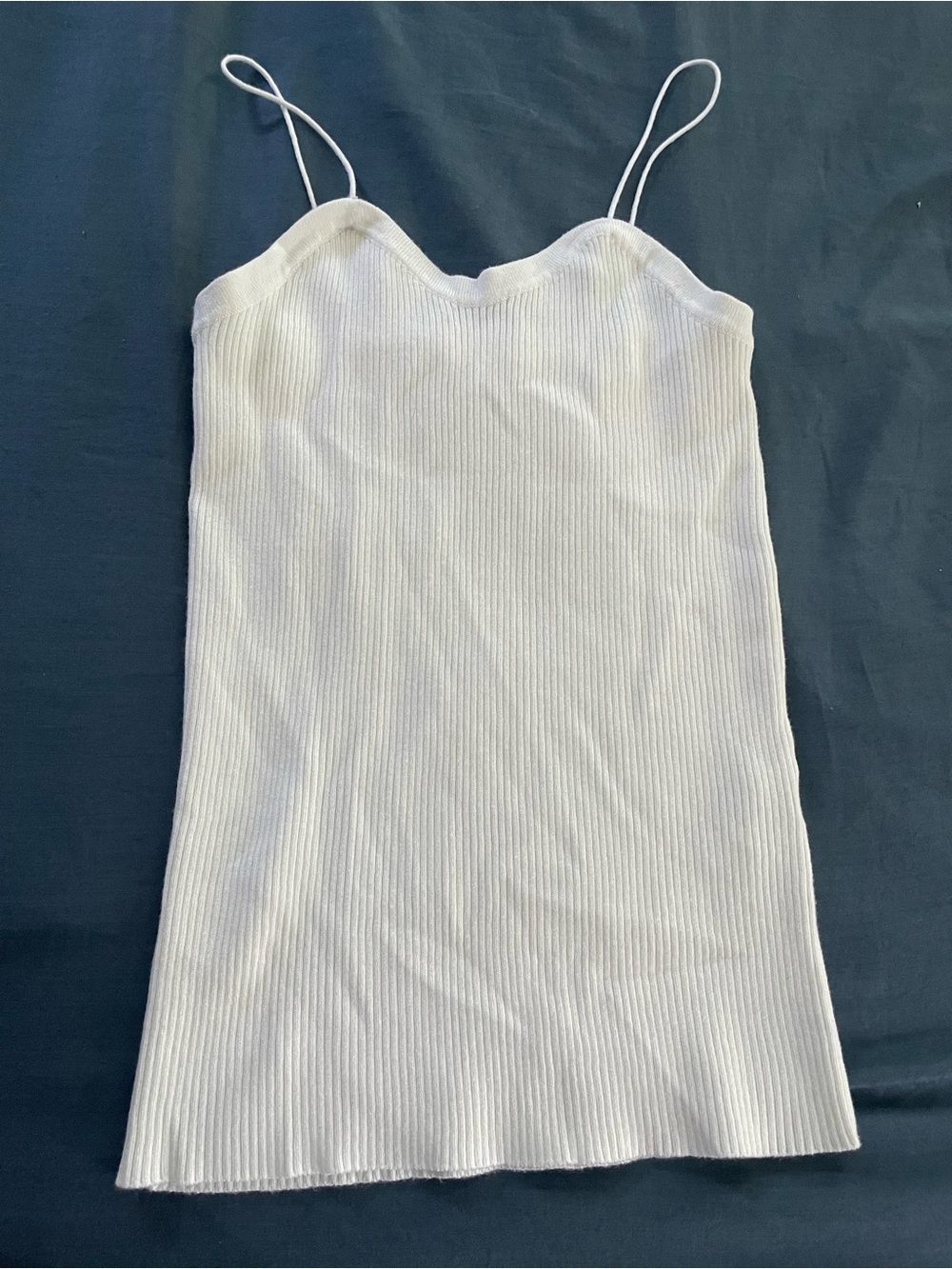 Vici White Ribbed Spaghetti Strap Tank